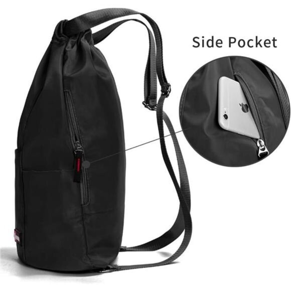 Waterproof Gym Backpack Drawstring Bag Sports Travel Daypack for Men Women - Picture 4 of 8